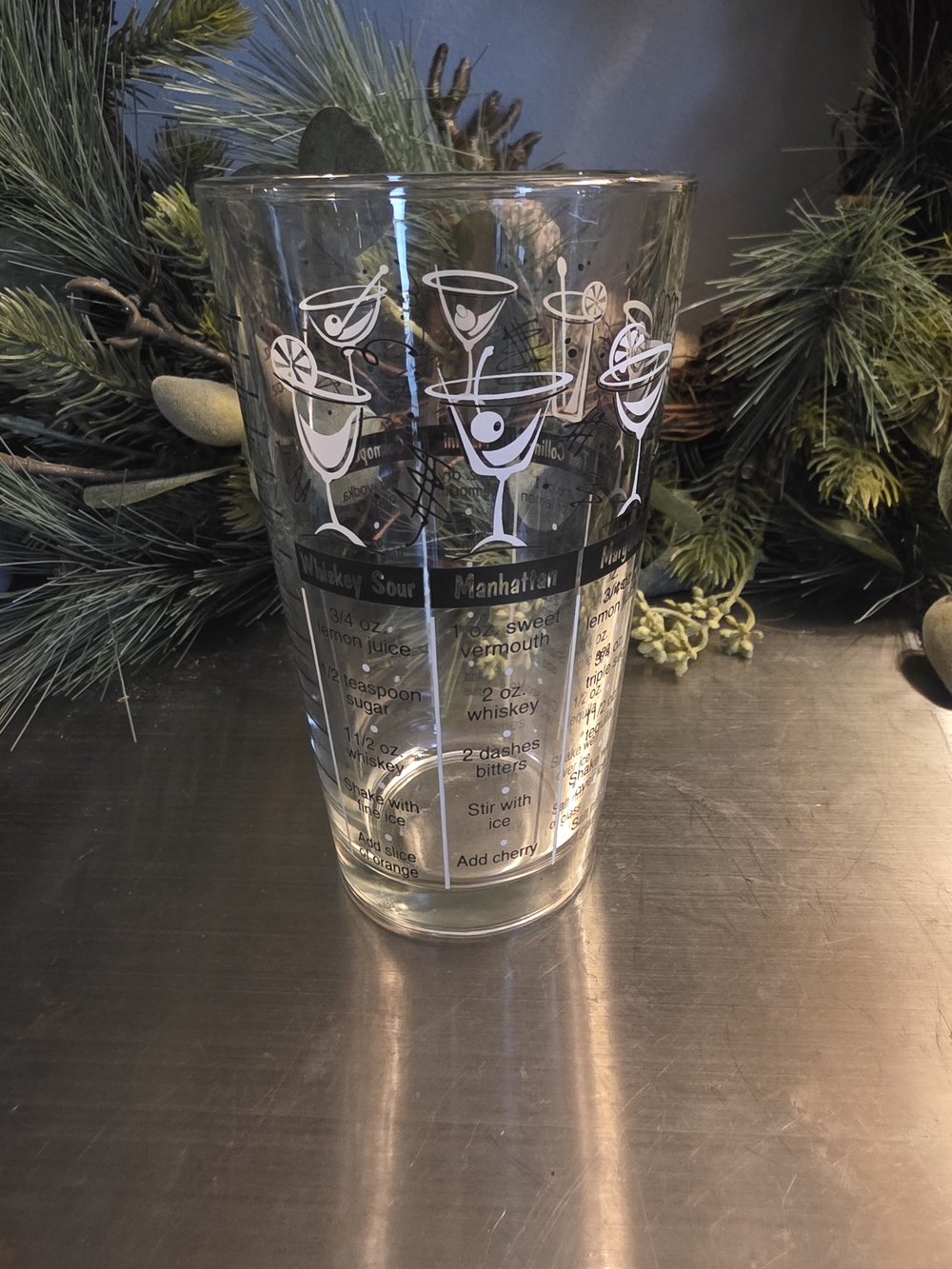 Vintage Cocktail Recipe Mixing Glass - White Martini Graphics